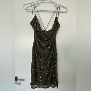 Retrofete Billie Olive Green Sequin Dress